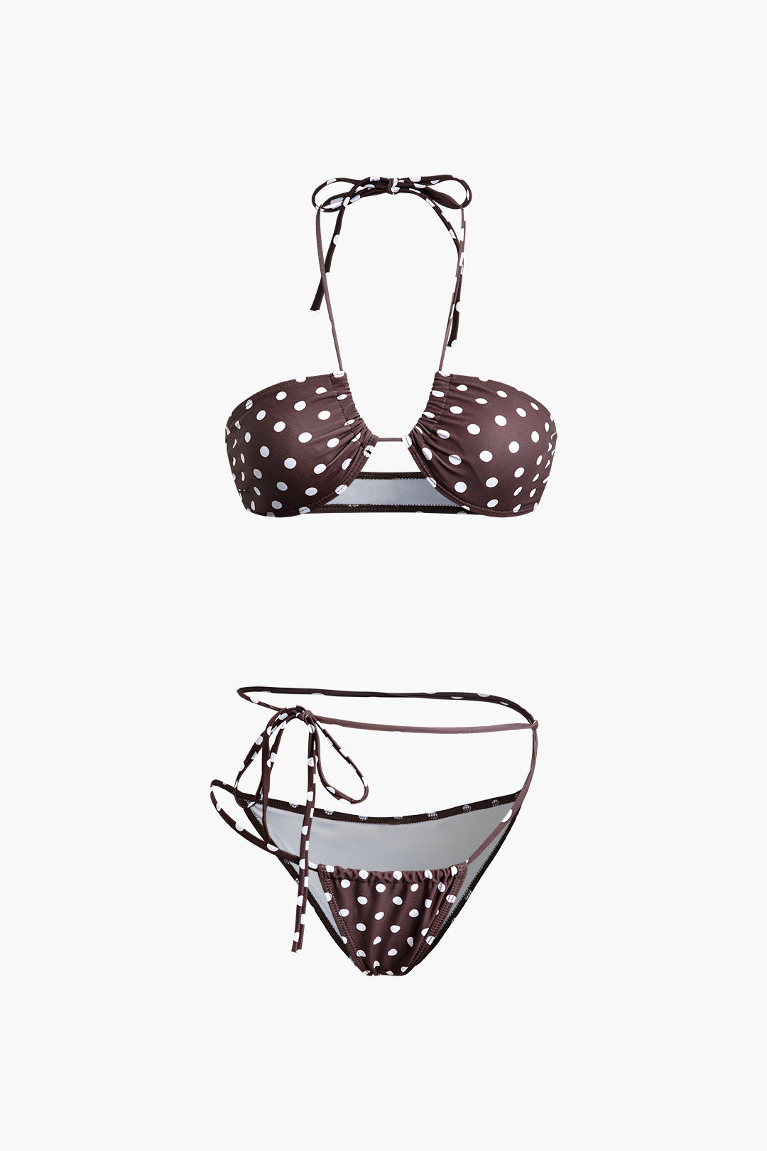 Polka Dot Print Tie Halter Bikini Set