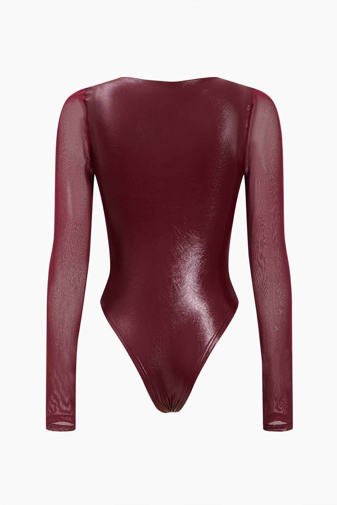 Faux Leather Bustier Long Sleeve Bodysuit