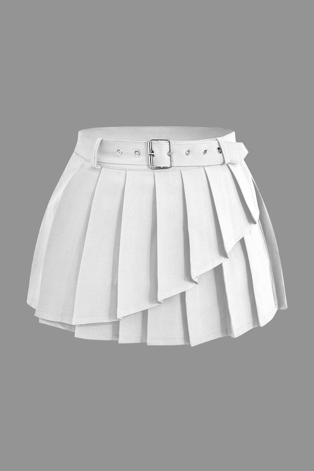 Buckle Layer Pleated Mini Skirt