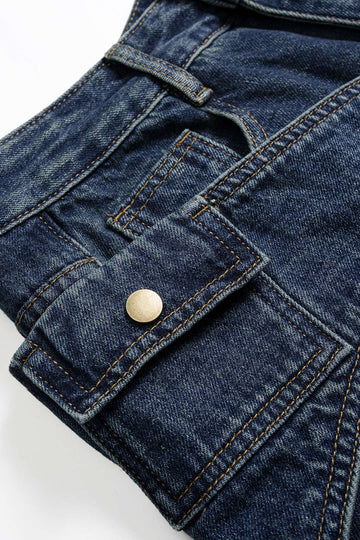 Denim Asymmetrical Wide Leg Jeans