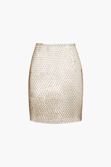 Rhinestone Sheer Net Skirt