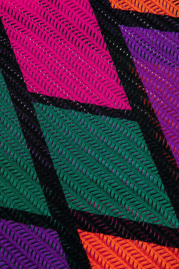 Color Block Geometric Open Knit Mini Dress