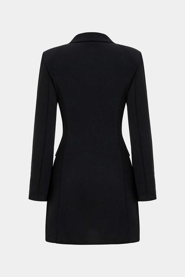 Denim Patchwork Long Sleeve Blazer Suit Mini Dress