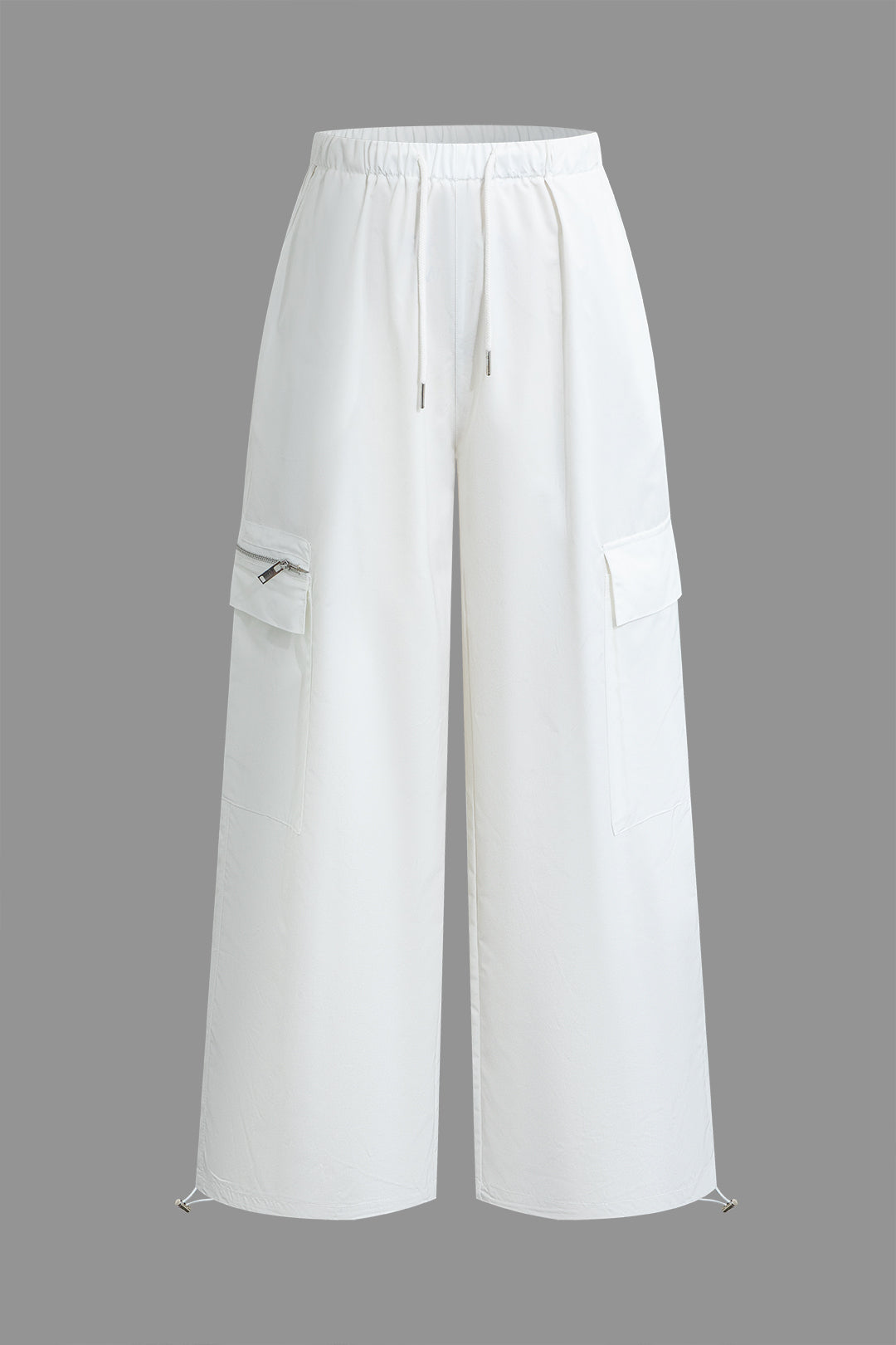 Solid Pocket Drawstring Trousers