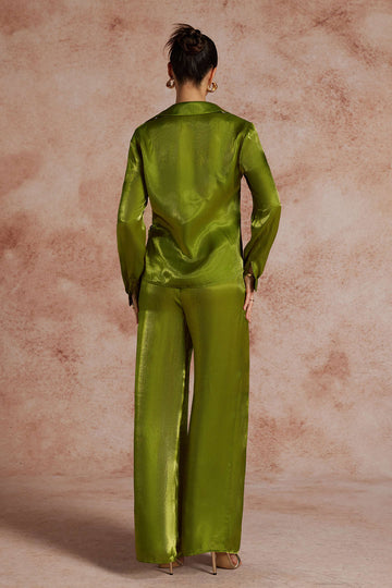 Solid Asymmetrical Shirt And Trousers Set