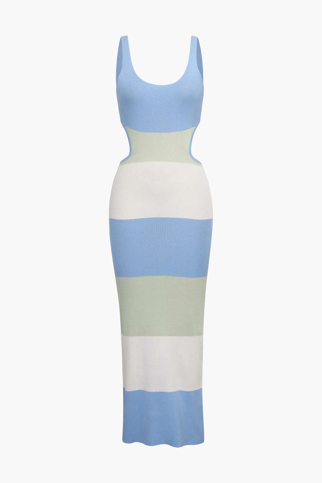 Multicolored Stripe Knitted Backless Maxi Dress
