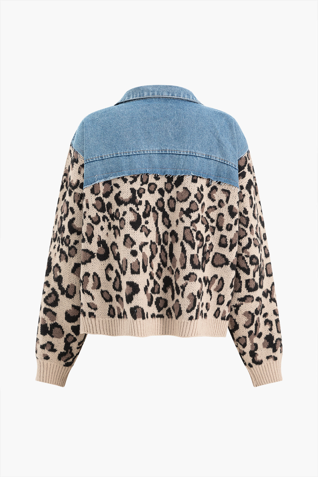 Leopardprint Patchwork jeansjacka