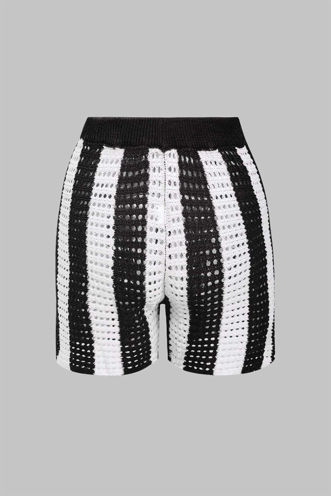 Stripe Knit Hollow Out Shorts Sæt