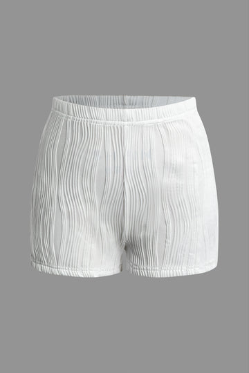 Textured Backless Halter V-Neck Shorts Set