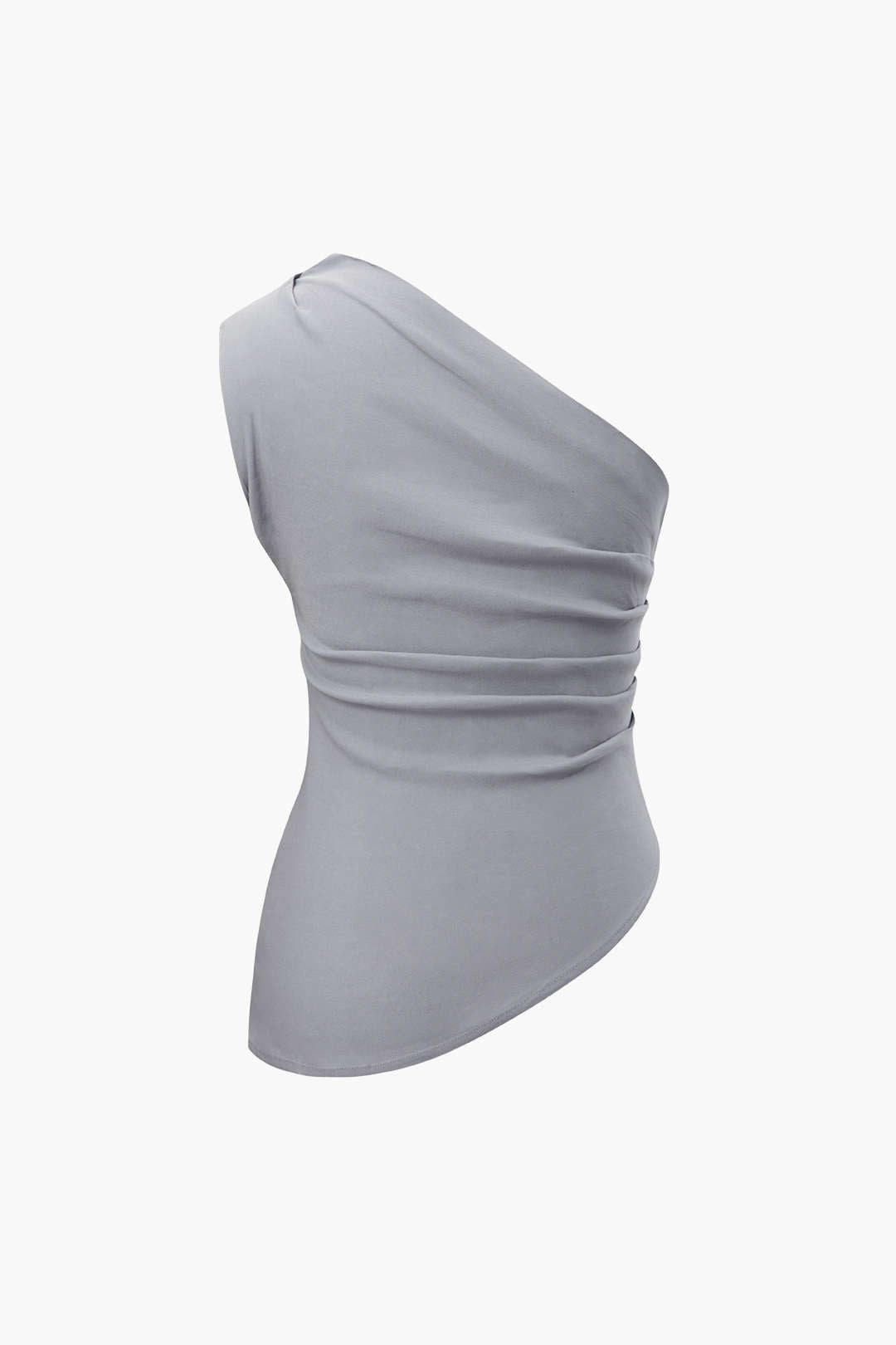 One Shoulder Asymmetric Ruched Top
