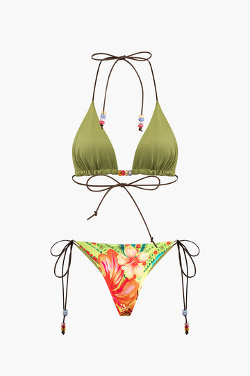 Floral Print Halter Bikini Set