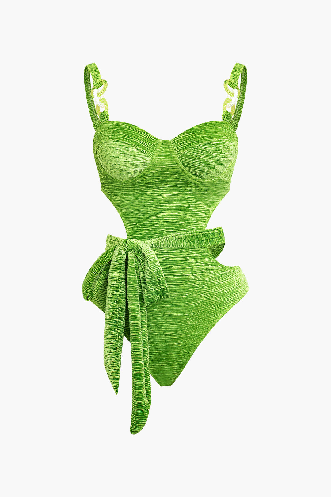 Textured Cut-Out Knot One-Piece Swimsuit