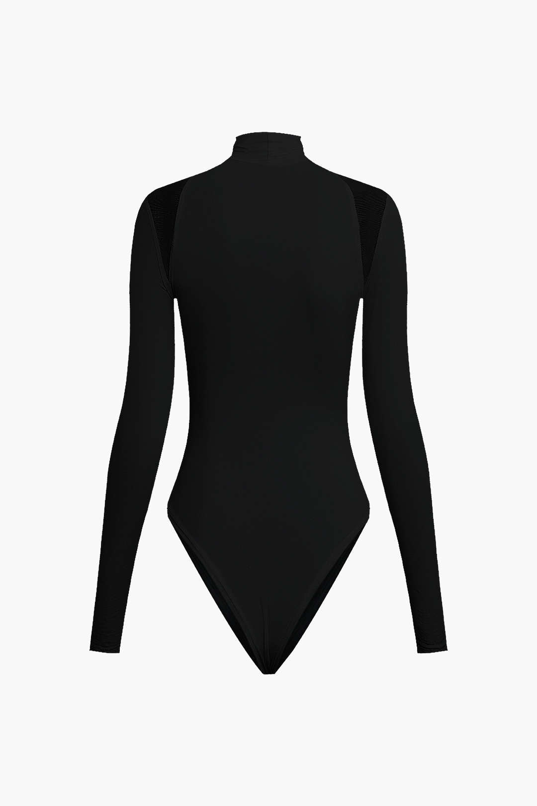 Turtleneck Mesh Paneled Long Sleeve Bodysuit