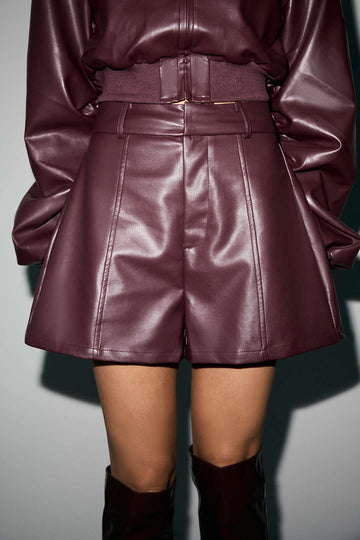 Faux Leather High Waist Wide Leg Shorts