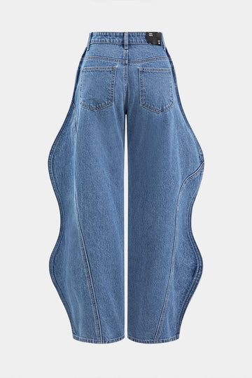 Wave Leg High Waist Barrel Jeans