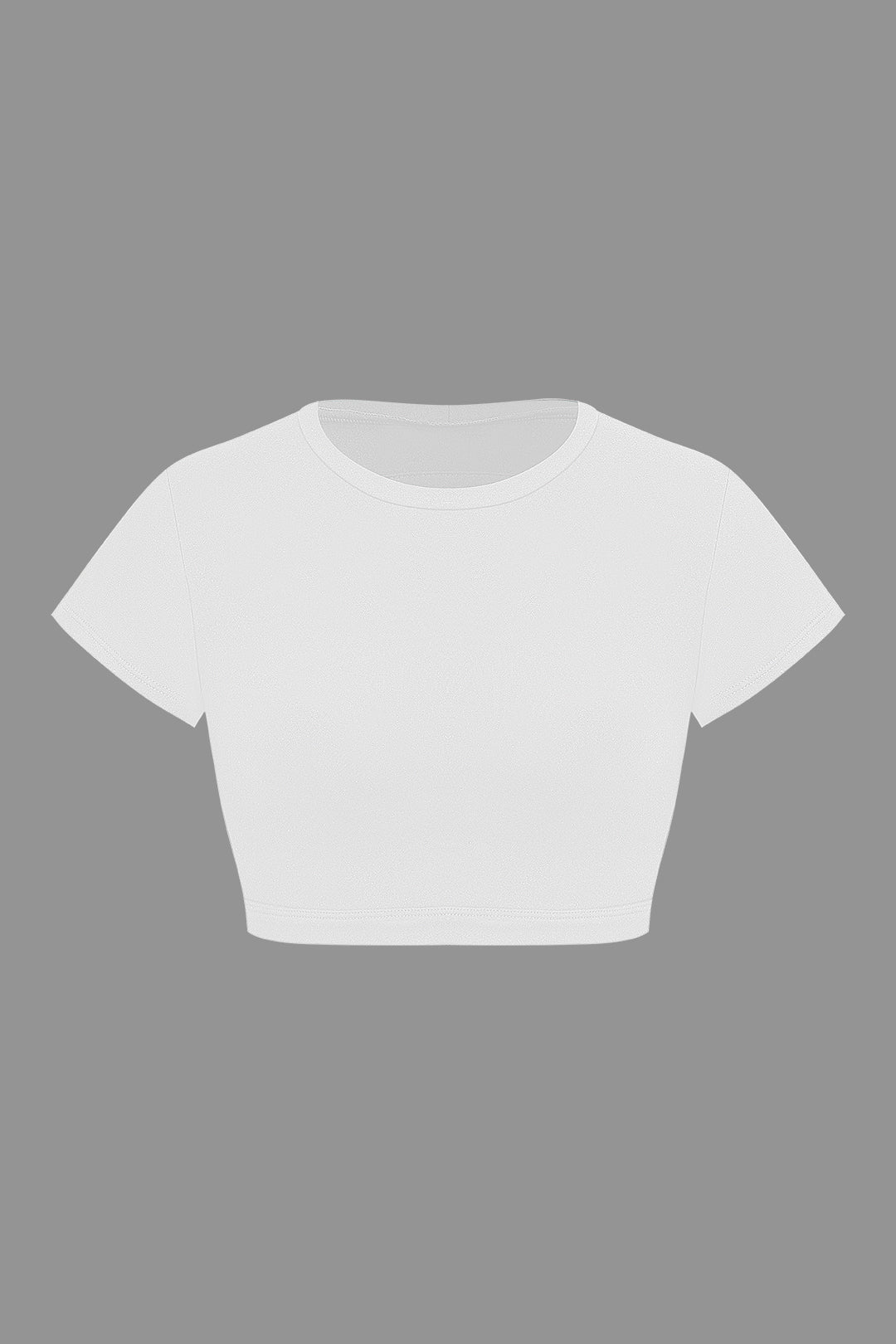 Basic Round Neck Backless Crop T-shirt