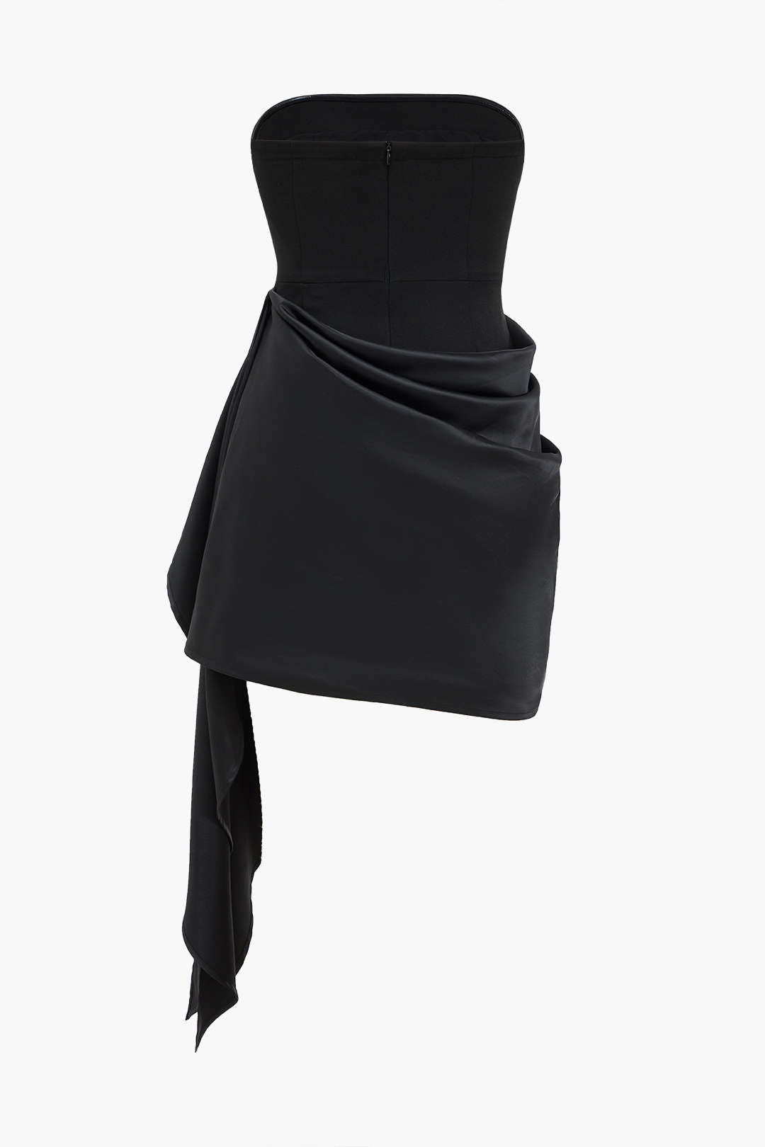 Asymmetrische strapless mini -jurk