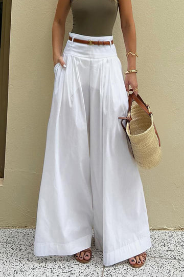 Solid Wide Leg Pants