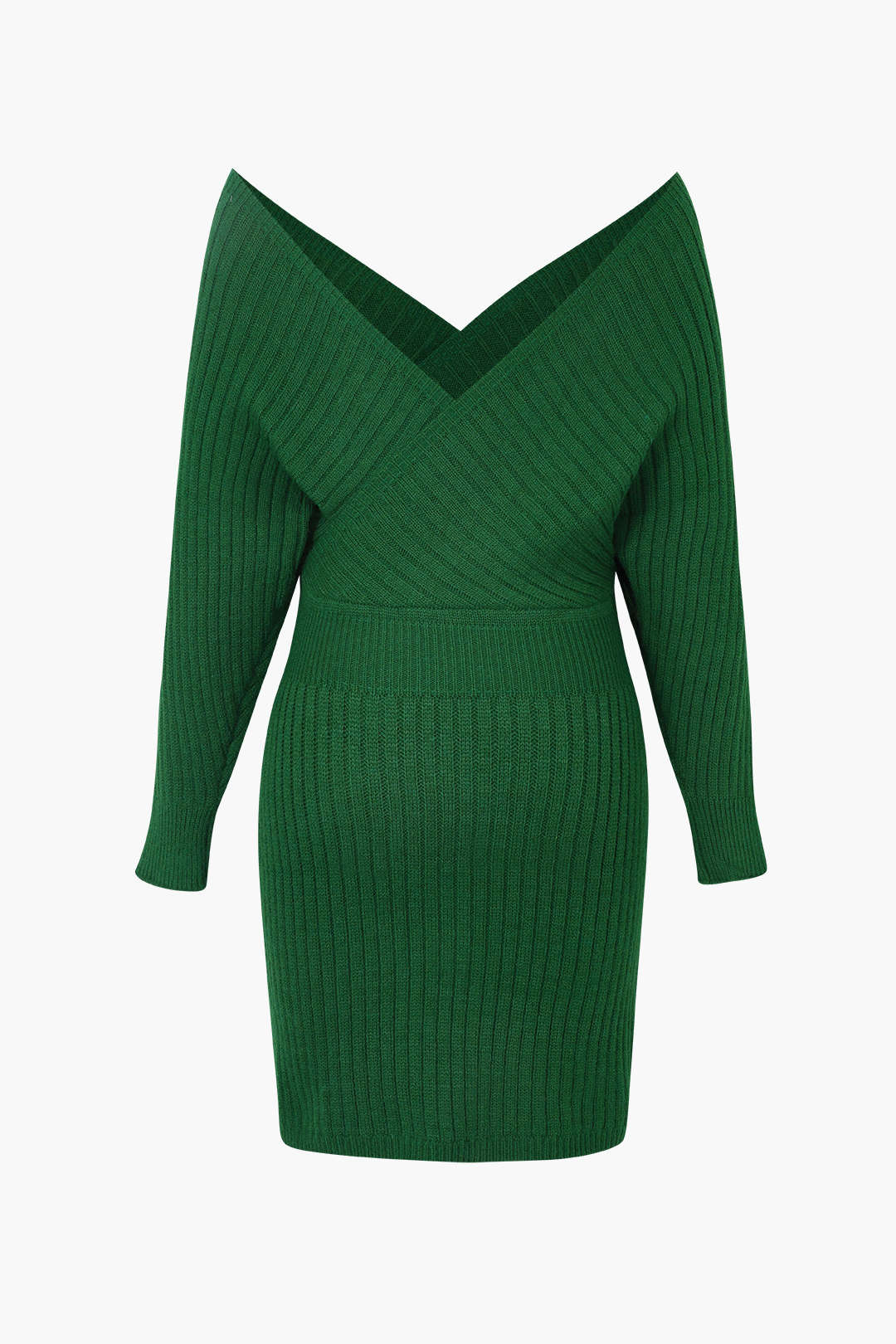 Off Shoulder V-neck Sweater Mini Dress
