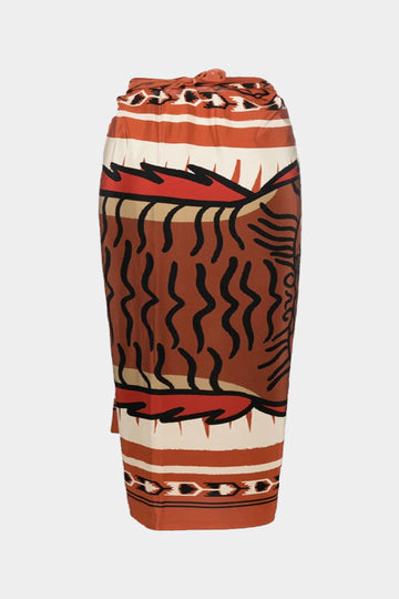 Plus Size Tiger Print Knotted Wrap Skirt