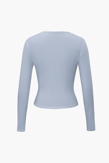 Basic Solid Round Neck Long Sleeve Top