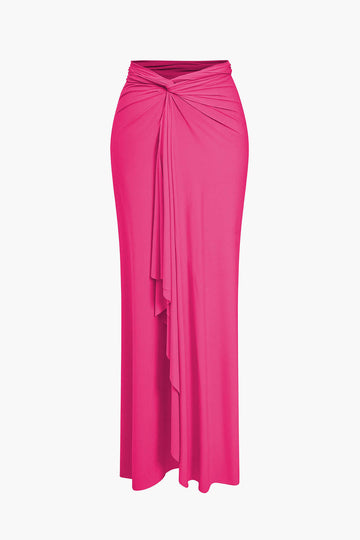 Solid Reversible Asymmetrical Tie-Up Maxi Dress