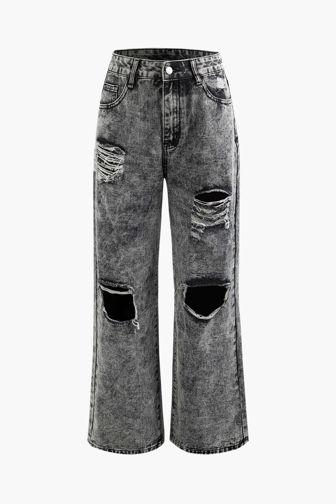 Low Rise Distressed Ripped Straight Leg Jeans