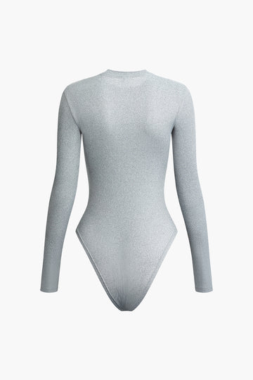Solid Round Neck Long Sleeve Bodysuit