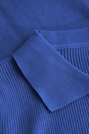 Muschelhülle gerippte Knöpfe unten Maxikleid