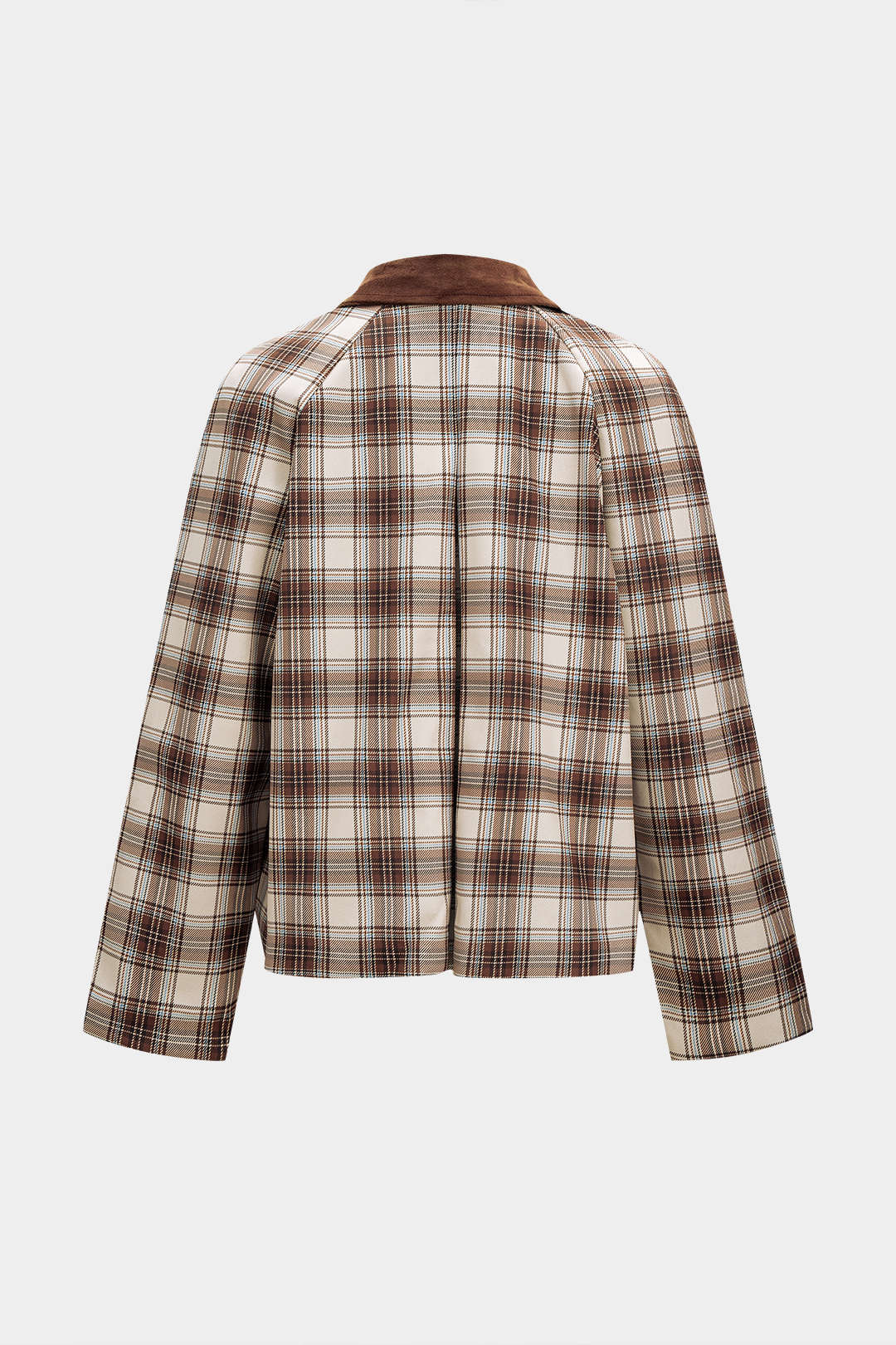 Plaid Print Zipper Pocket Jacket