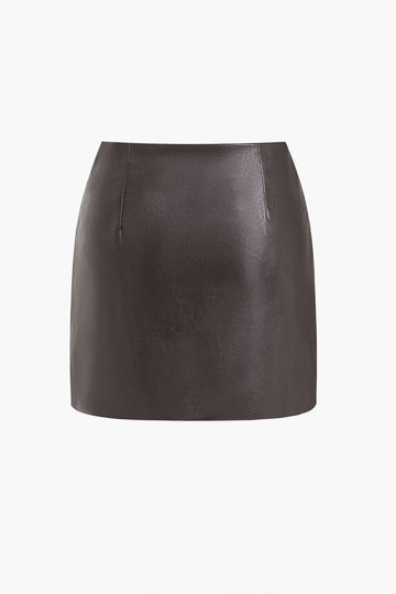 Solid Faux Leather Mini Skirt