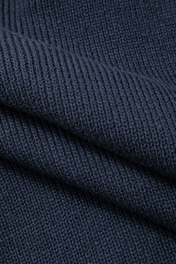Contrast V-Neck Pocket Long Sleeve Knit Top