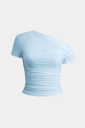 Basic Asymmetrisk Ruched T-shirt