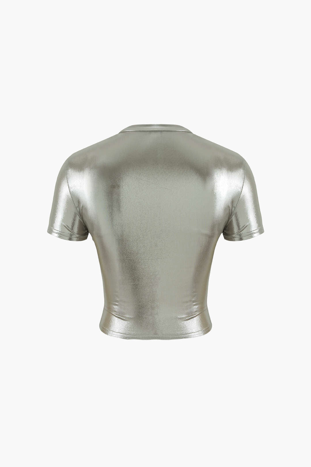 Metallic Short Sleeve Crop Top