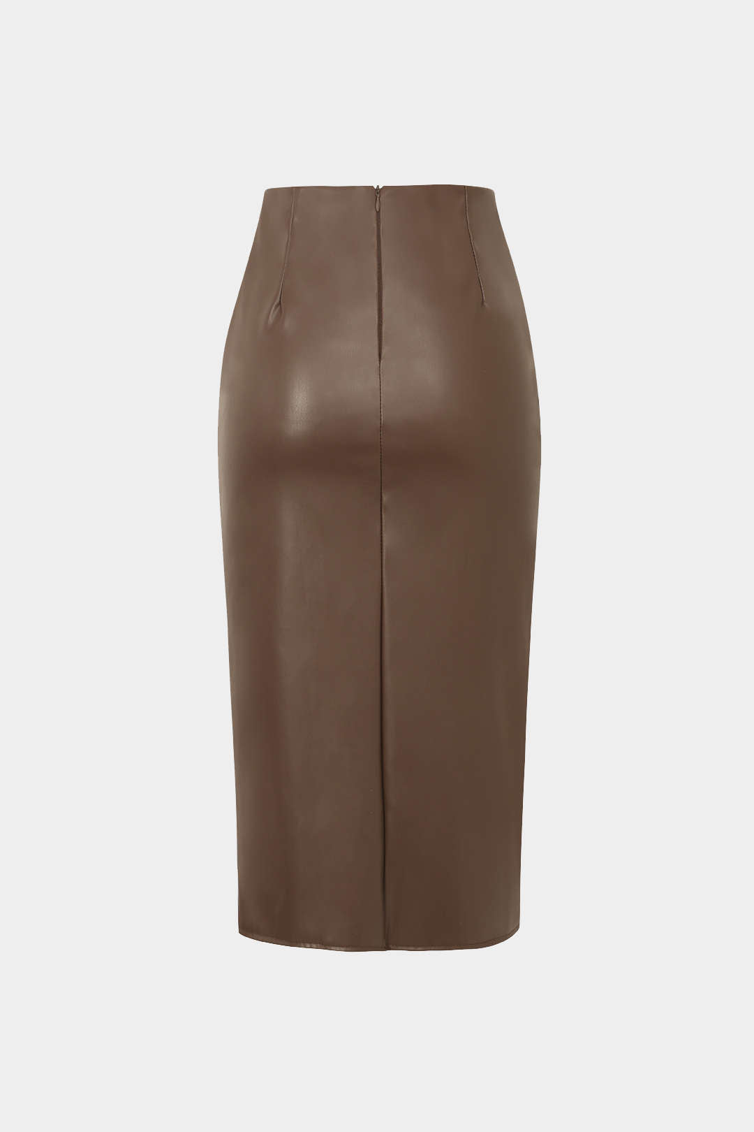 Faux Leather Wrap Ruched Midi-hame