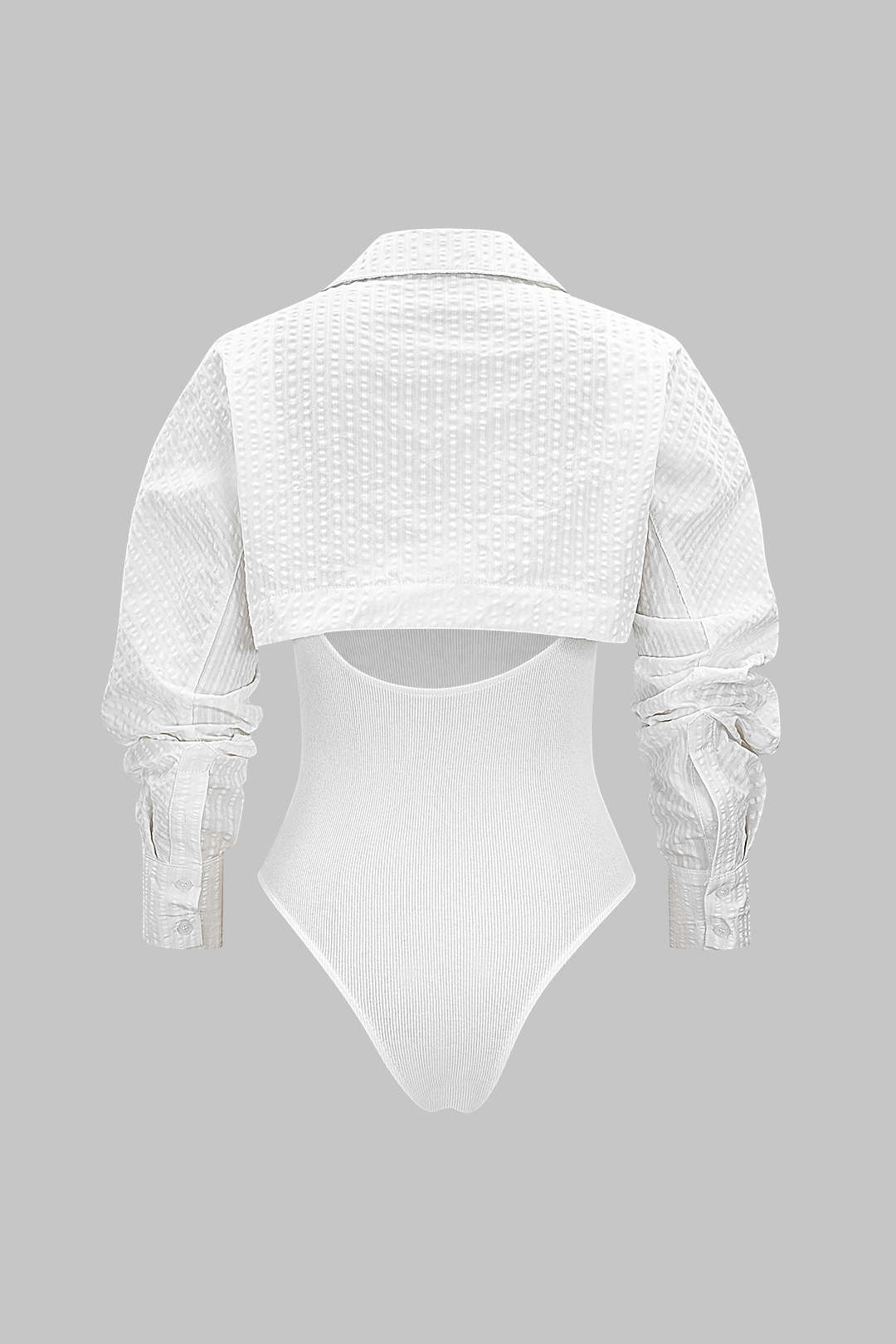 Button Detail Cut Out Long Sleeve Bodysuit