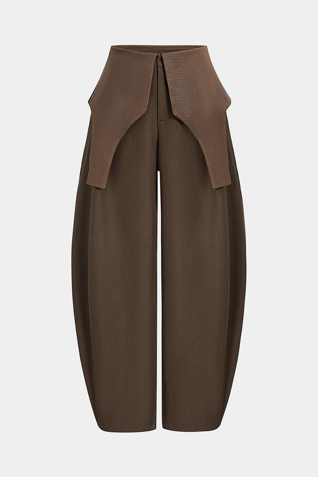 Satin Patchwork Zipper Barrel Trousers