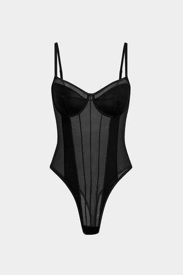 Mesh rygglöst ren lapptäcke korsett slip bodysuit