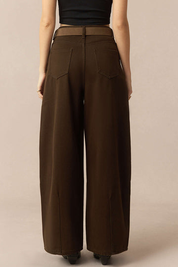 Denim Rhinestone Cecor Blted Wide Leg Jeans