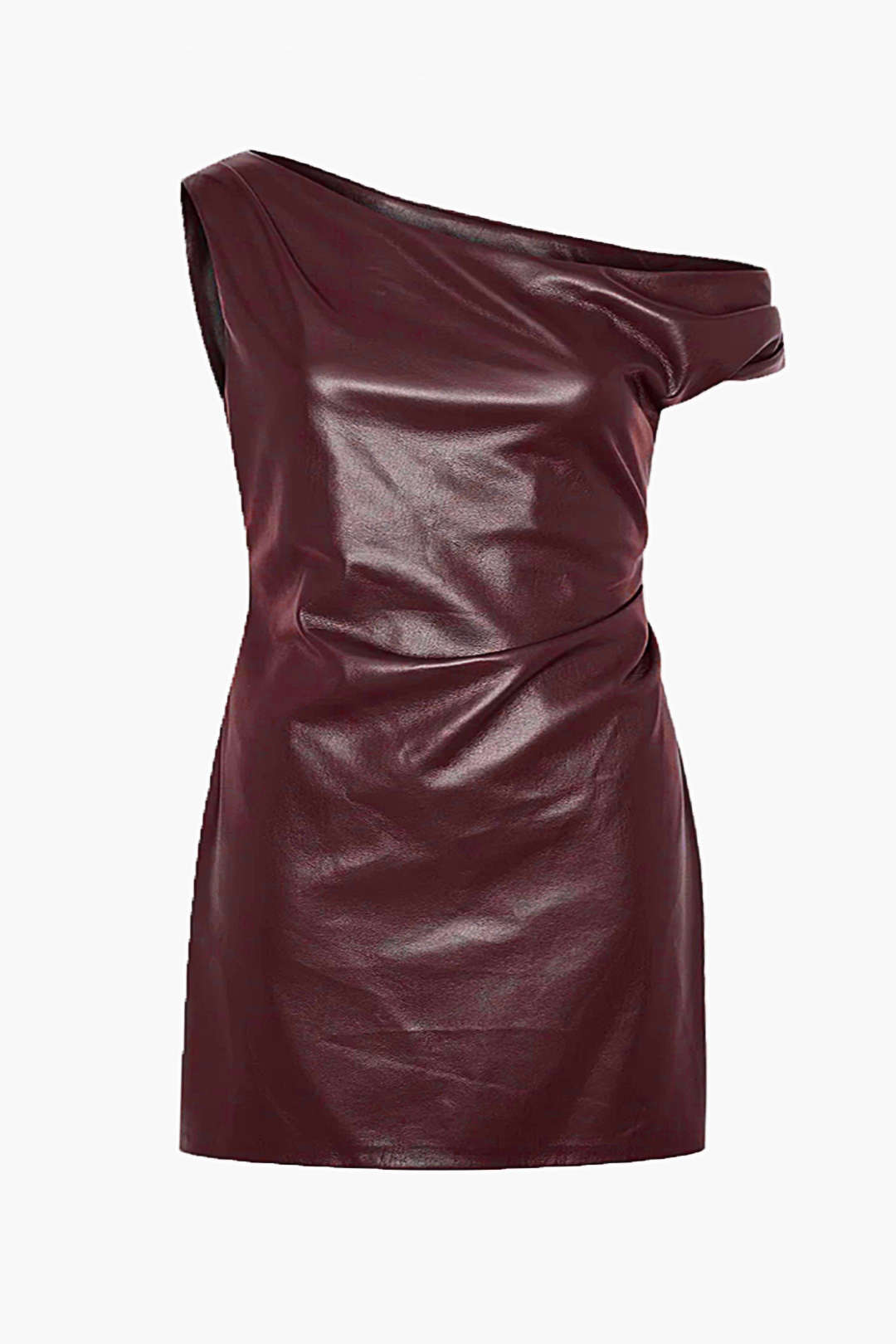 Mini-Robe Froncée en Faux Cuir de Grande Taille