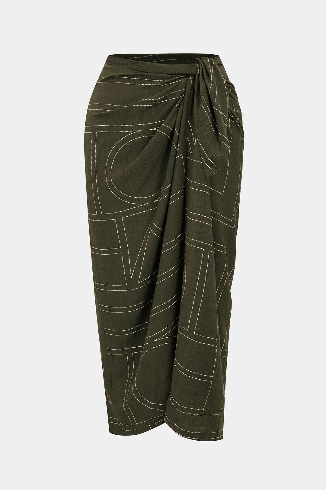 Plus Size Geometric Print Knotted High Waist Skirt
