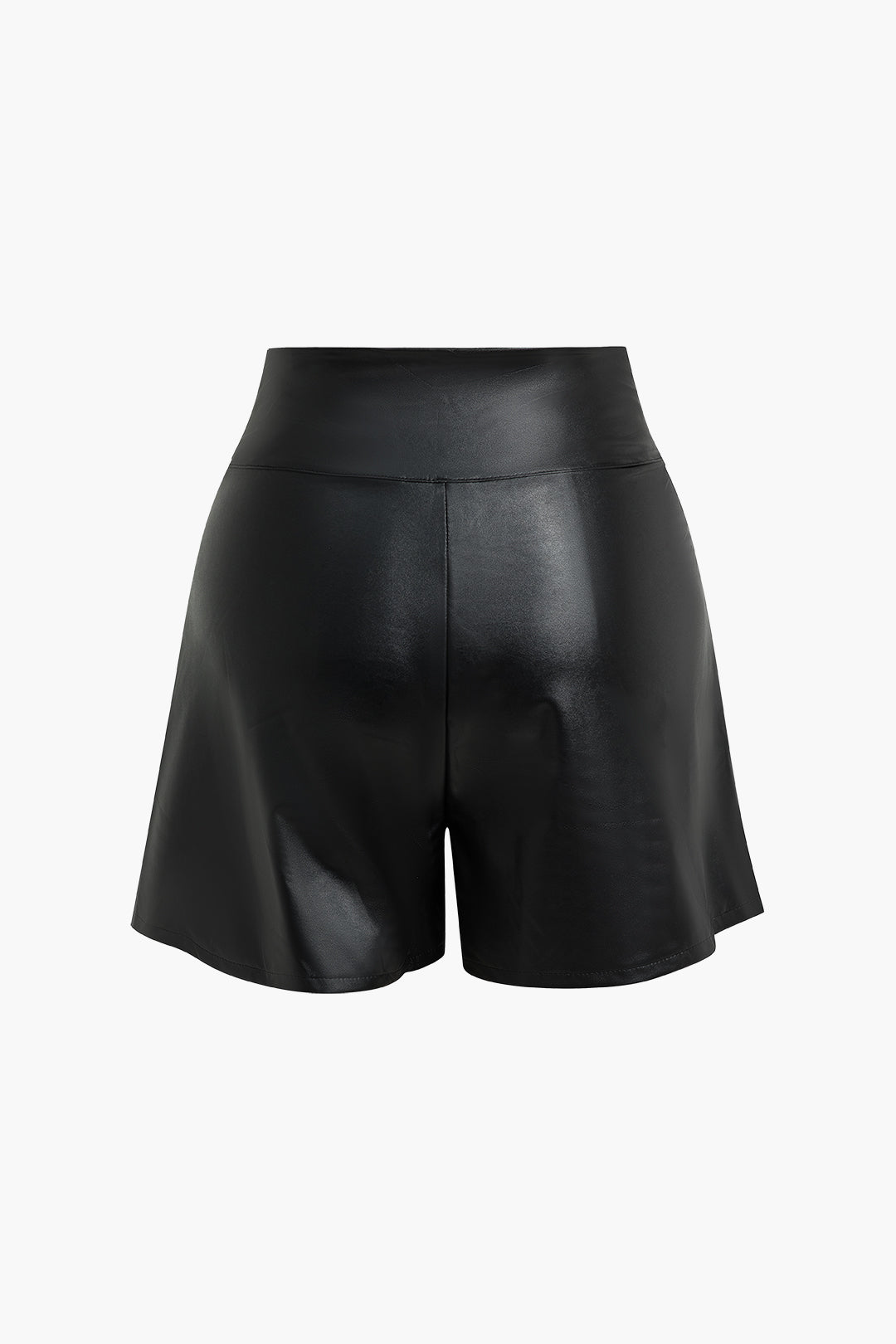 Shorts asimétricos con cremallera de cuero sintético liso