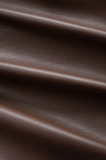 Faux Leather Patchwork Round Neck Asymmetrical Long Sleeve Bodysuit