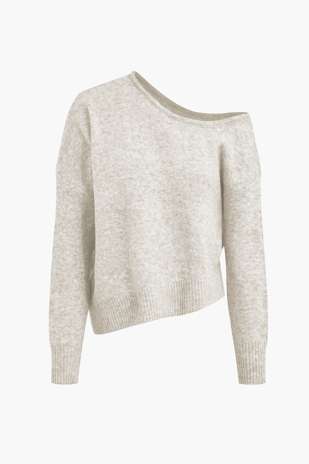 Solidu Knit Off Spalla Sweater Long-Kmiem Fuq