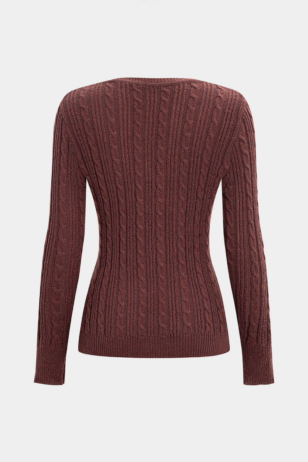 Cable Knit Lace Patchwork V-Neck Long Sleeve Top