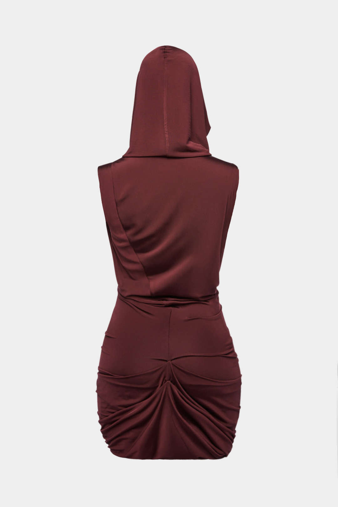 Ruched Hooded Sleeveless Mini Dress