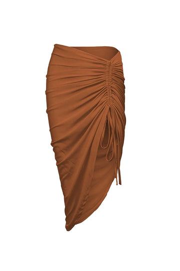Drawstring Asymmetrical Midi Skirt