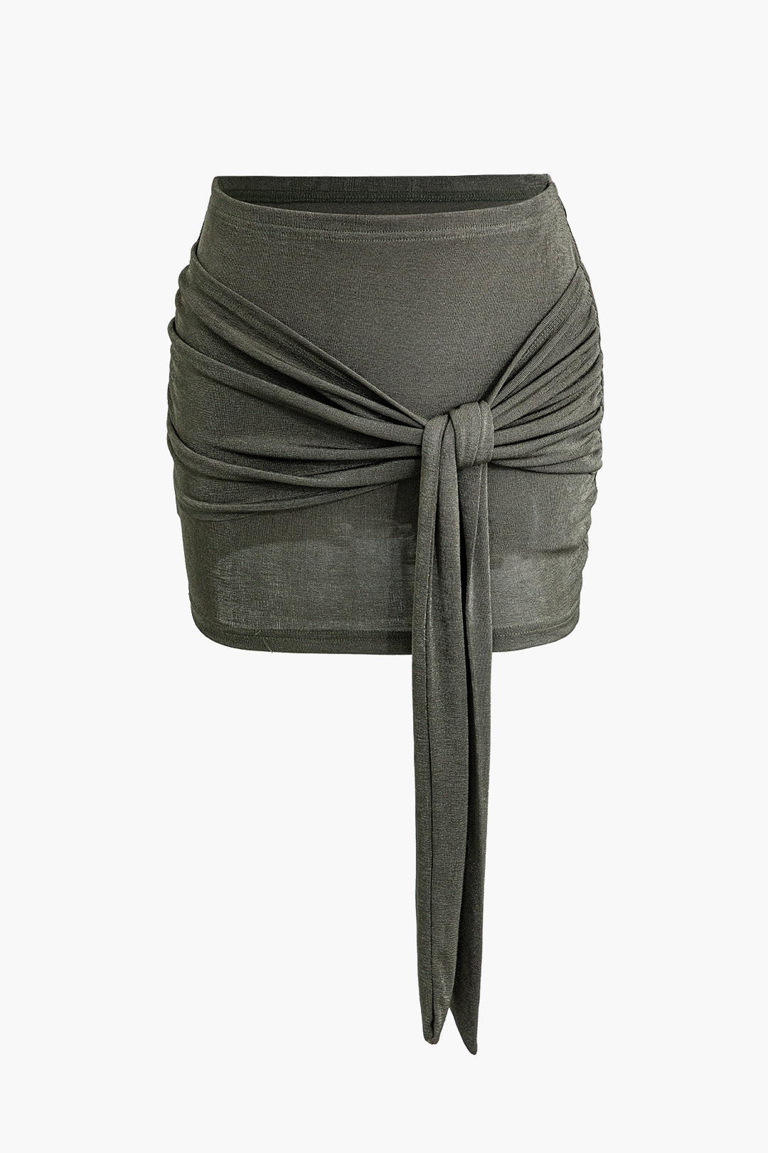 Cross Sleeveless Mock Neck Tank Top And Wrap Knot Mini Skirt Set