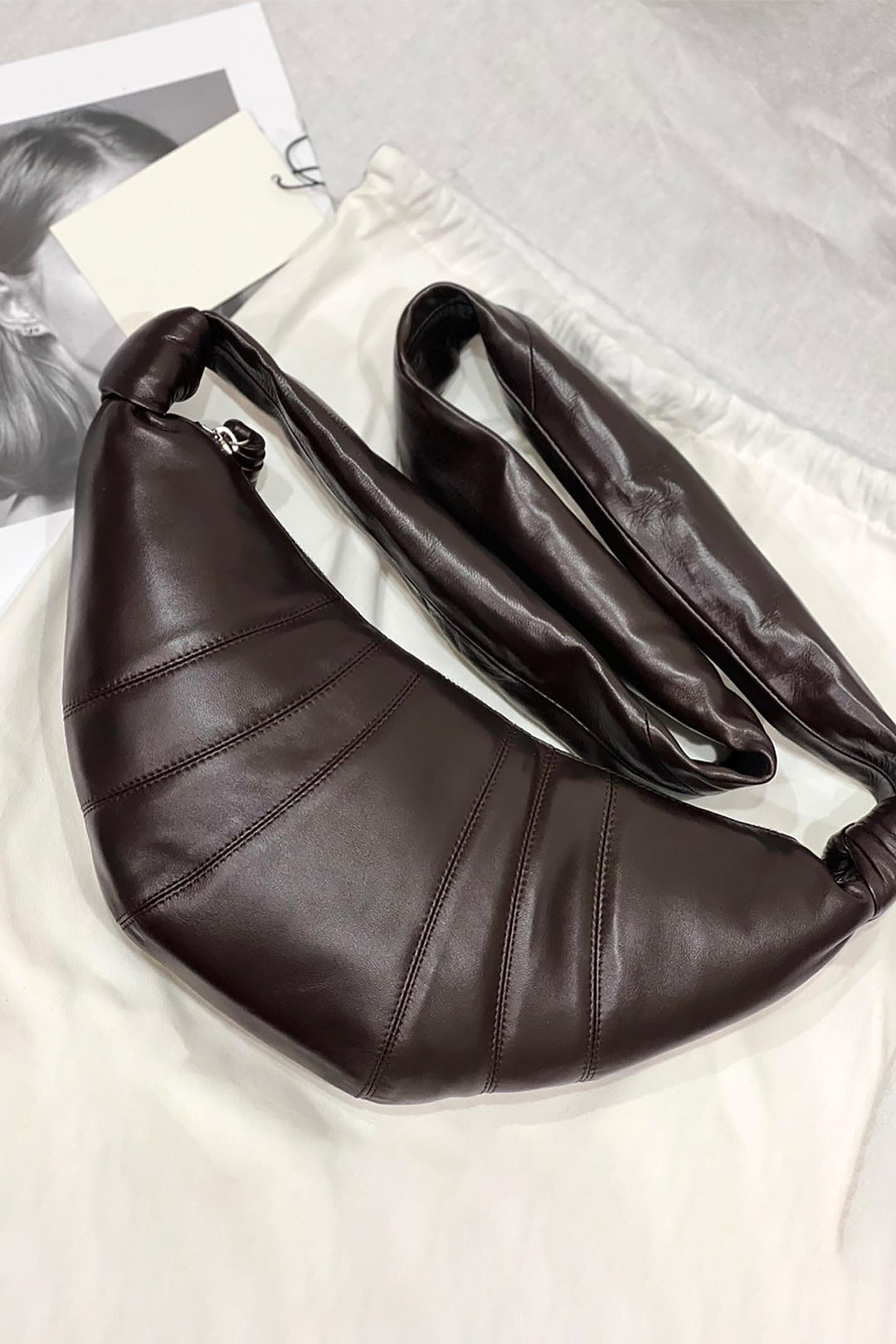 Knotted Faux Leather Cross-body Croissant Bag