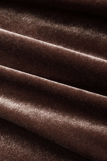 Velvet Patchwork V-Neck Long Sleeve Top And Shirred Waistband Wide-Leg Pants Set